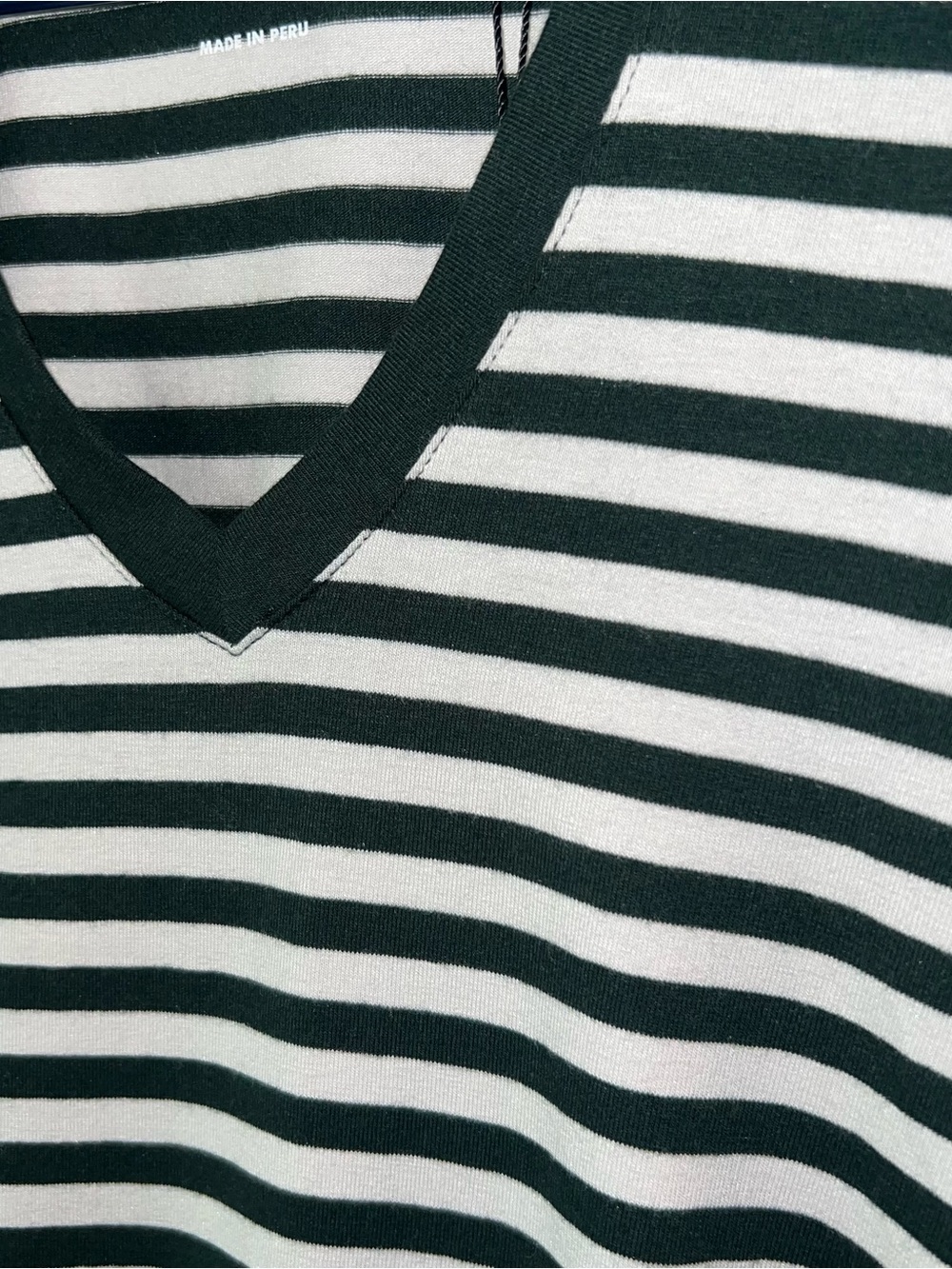 Universal Standard NWT V-Rex Short Sleeve Tee Striped Dark Green Beige - Picture 4 of 6